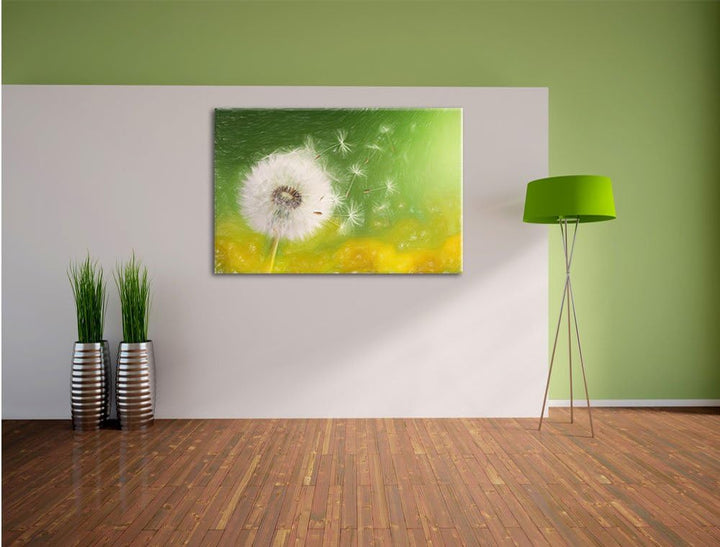 Pixxprint Löwenzahn Samen als Leinwandbild/Grösse: 100x70 / Wandbild/Kunstdruck/fertig bespannt, 100