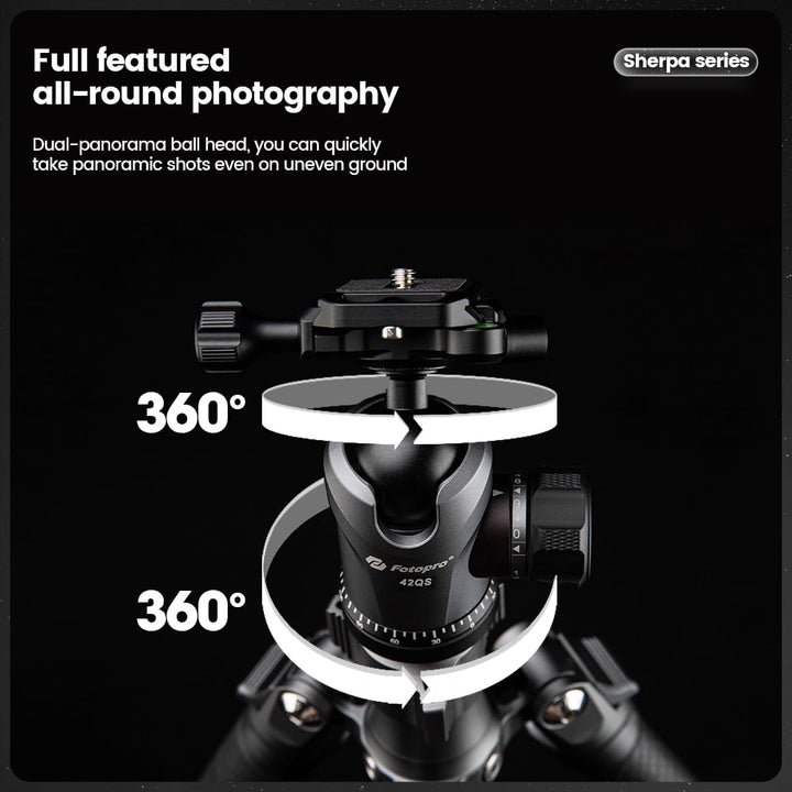 Fotopro Kohlefaser-Stativ, 152,4 cm, 360-Grad-Kugelkopf, Schnellwechselplatte, Kamerastativ, kompati