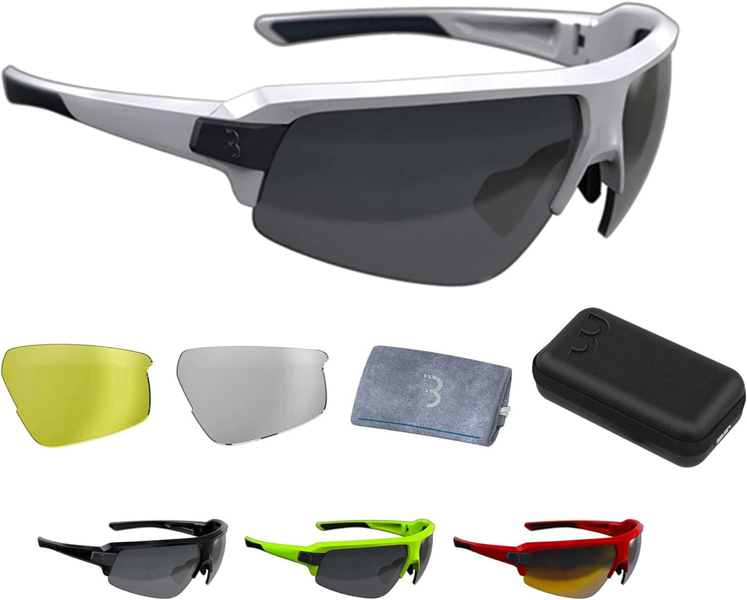 BBB Cycling Fahrradbrille Herren und Damen Sportbrille Sonnenbrille Radsport mit drei Wechselgläsern