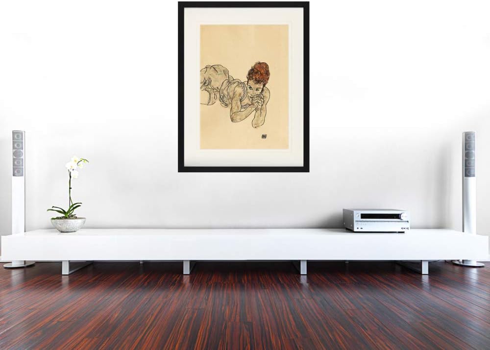 1art1 Egon Schiele Poster Liegende Frau, Zeichnung, 1917 Gerahmtes Bild Mit Edlem Passepartout | Wan