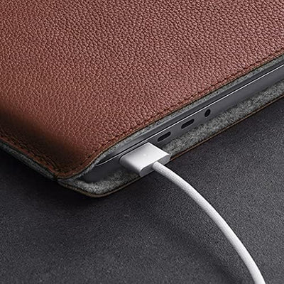 Woolnut Leder Sleeve Case Hülle Tasche für MacBook Pro 13 UNT Air 13/13.6 Zoll - Cognac Braun Cognac