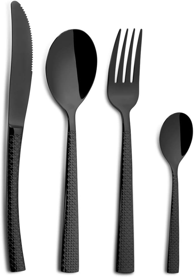 Topkapi Gourmet-Küche - 7211 Schwarz – Besteck Black Panther, 24-tlg Besteck-Set, Edelstahl in Farbe