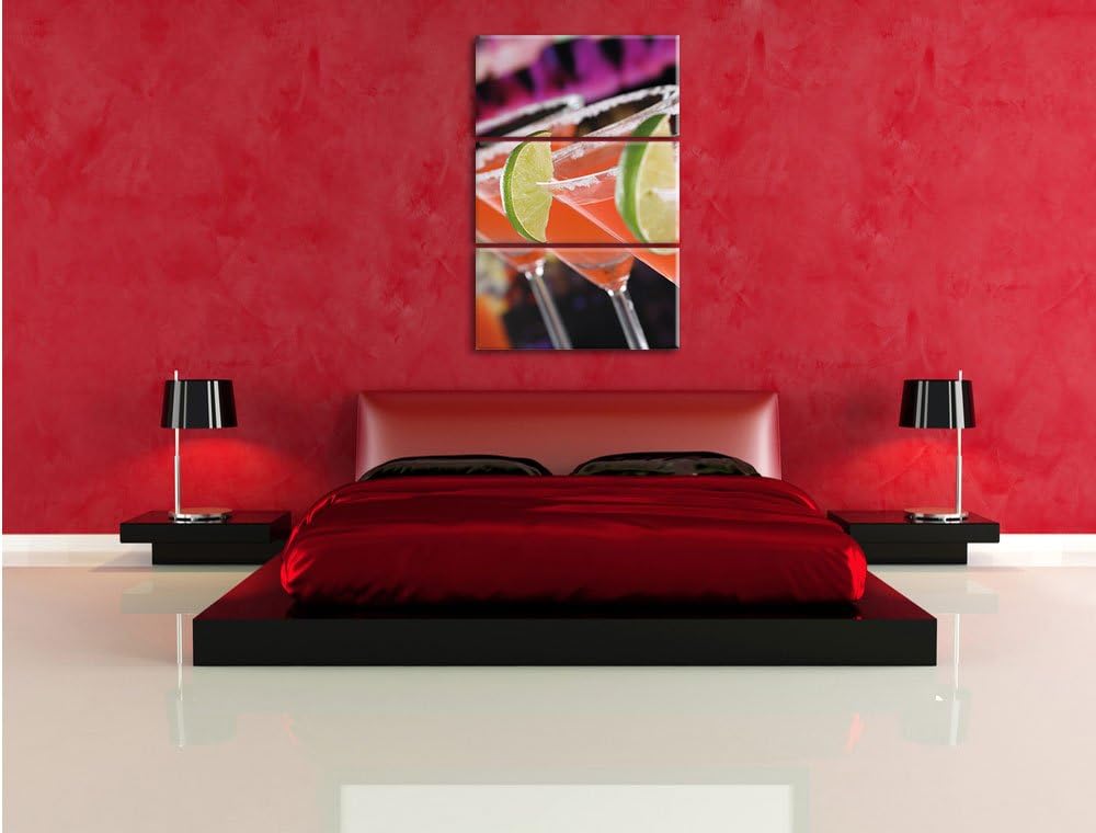 Pixxprint Singapur Sling Cocktails als Leinwandbild/Grösse: 3 Teilig (120x80) cm/Wandbild/Kunstdruck