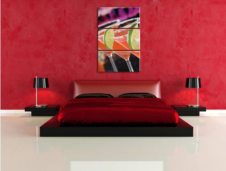 Pixxprint Singapur Sling Cocktails als Leinwandbild/Grösse: 3 Teilig (120x80) cm/Wandbild/Kunstdruck