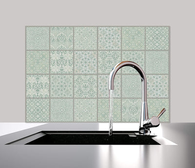 Queence | Küchen Spritzschutz „Fliesenmuster“ 60x40 cm| Küchenrückwand | Alu-DiBond | Fliesenschutz