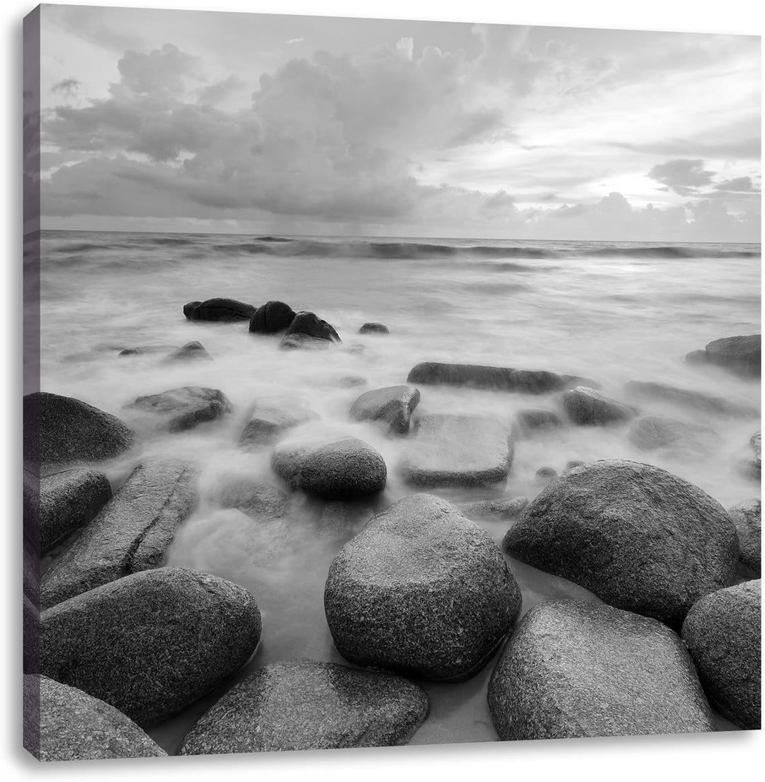 Pixxprint Romantisches Meer / 70x70cm Leinwandbild bespannt auf Holzrahmen/Wandbild Kunstdruck Dekor