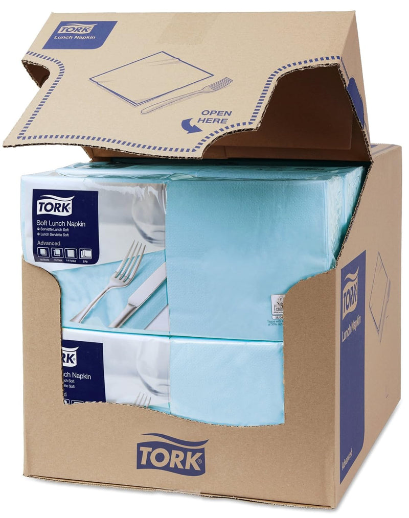 Tork 477871 Soft Lunchservietten Hellblau / 3lagige, saugfähige Papierservietten in Blau / Vielfälti