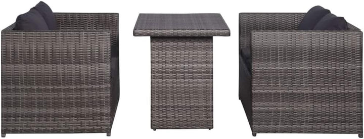tidyard Garten-Sofagarnitur 11-TLG. Poly Rattan Sofagruppe Grau, inkl 1 Tisch + 2 Sofabank +4 Sitzpo