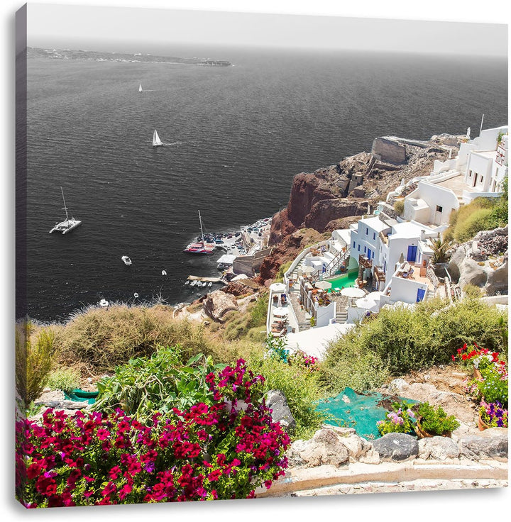 Pixxprint Griechische Küste als Leinwandbild/Grösse: 70x70 cm/Wandbild/Kunstdruck/fertig bespannt, 7