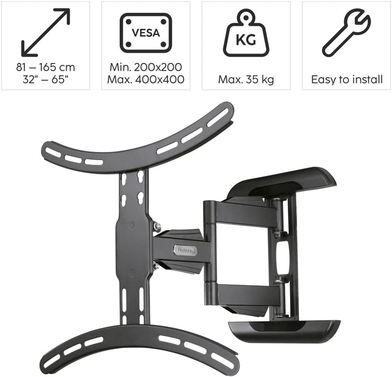 Hama TV-Wandhalterung (neigbar, schwenkbar, vollbeweglich für Fernseher von 32 bis 65 Zoll (81 cm bi