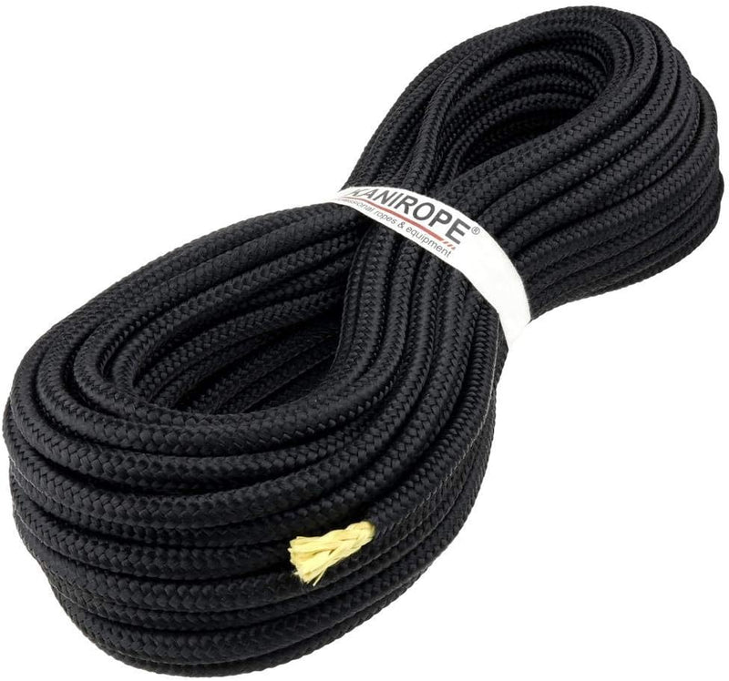 Kanirope® Polyesterseil mit Aramidkern Kevlarseil Seil PARABRAID 8mm 30m Schwarz geflochten, 30m