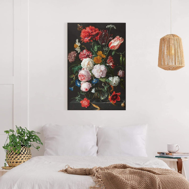 Leinwandbild Jan Davidsz de Heem Stillleben Blumen in Einer Glasvase, 90 x 60 cm 90cm x 60cm, 90cm x