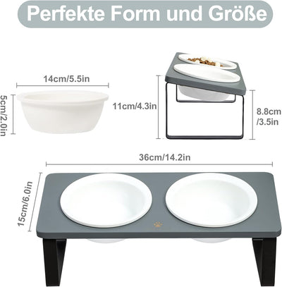 GUUSII HOME Futterstation Katzen Erhöht|Katzen Fressnapf Erhöht|Ergonomischer Katzennapf Erhöht Kera