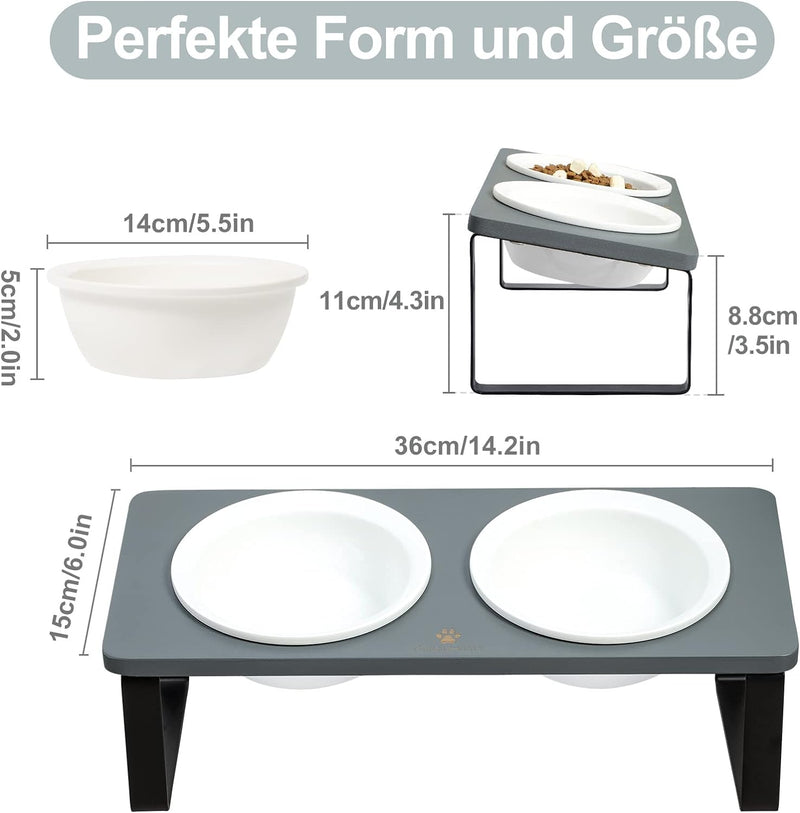 GUUSII HOME Futterstation Katzen Erhöht|Katzen Fressnapf Erhöht|Ergonomischer Katzennapf Erhöht Kera