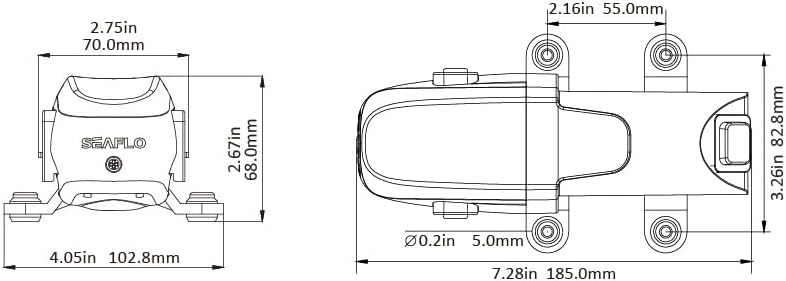 LIGHTEU®, Seaflo DC 12V 3,8A 3,8L/min 2,8 bar 2 Kammer Wasserdruck-Membranpumpe, IP54 Marine, Boote,