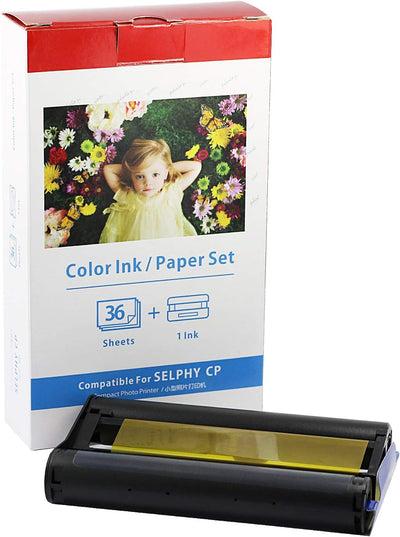 Druckerkartusche + Fotopapier kompatibel als Ersatz für Canon KP-36IP KP-36IN für Selphy CP1300 CP10