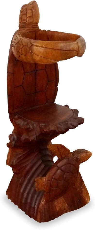 livasia Weinflaschenhalter Bali, Schildkröte stehend, Flaschenständer, Flaschenhalter (Handarbeit)