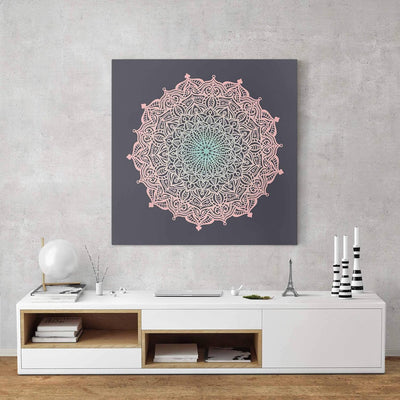 Bilderwelten Leinwandbild Mandala Ornament in Rose und Blau Quadrat 1:1 30 x 30cm Canvas 30cm x 30cm