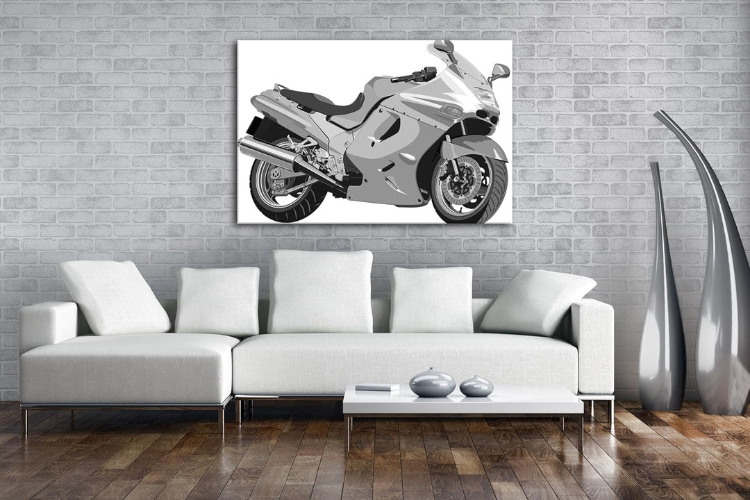 deyoli Skizze eines teuren Motorrads Effekt: Schwarz/Weiss im Format: 80x60 als Leinwandbild, Motiv