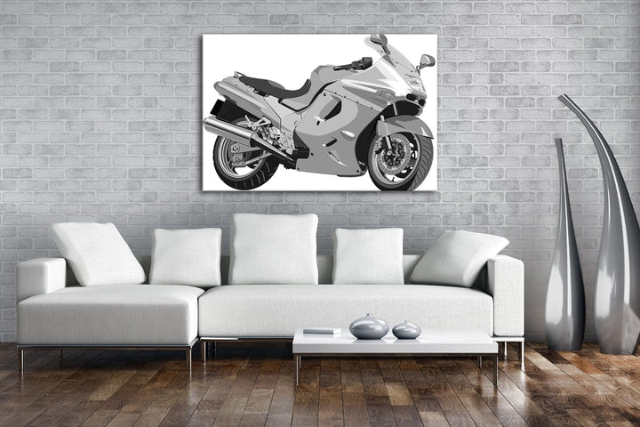 deyoli Skizze eines teuren Motorrads Effekt: Schwarz/Weiss im Format: 80x60 als Leinwandbild, Motiv