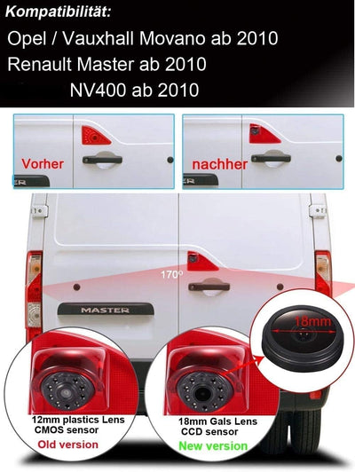4.3 Zoll LCD Monitor+3rd Bremsleuchte Kamera Bremslicht Rückfahrkamera 720P Einparkhilfe Wasserdicht