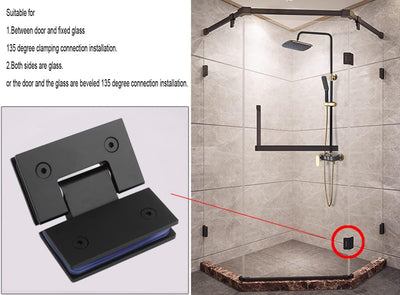 Glasduschtürscharniere, 135 Grad Heavy Duty rahmenlose Glastürscharniere Ersatzteile mit Befestigung