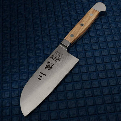 GÜDE Solingen - Santoku Messer geschmiedet, 14 cm, Olivenholz, ALPHA OLIVE, Doppelkropf, Handmade Ge