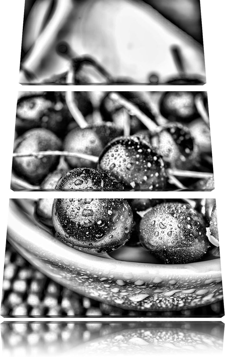 Pixxprint Frische Kirschen in Schlüssel als Leinwandbild/Grösse: 3 Teilig (120x80) cm/Wandbild/Kunst