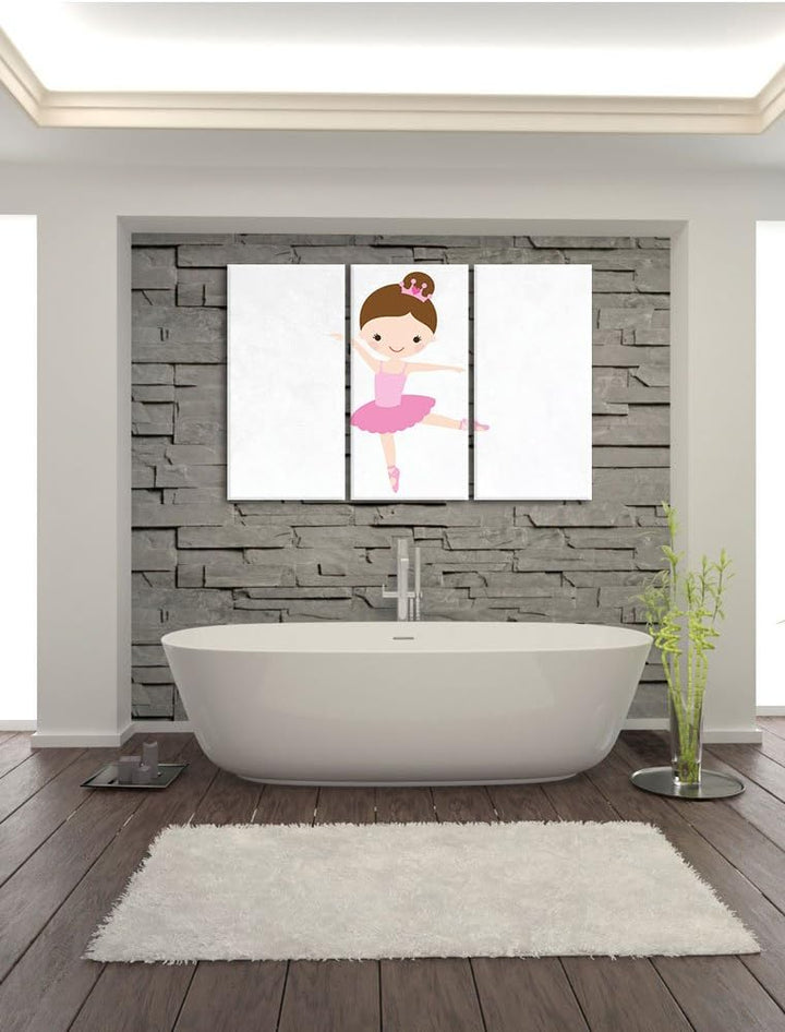 Pixxprint Hübsche Prinzessin weiss 3-Teiler Leinwandbild 120x80 Bild auf Leinwand
