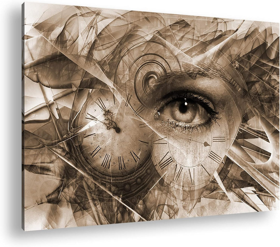 im Auge der Zeit Format: 120x80 Effekt: Sepia als Leinwandbild, Motiv fertig gerahmt auf Echtholzrah