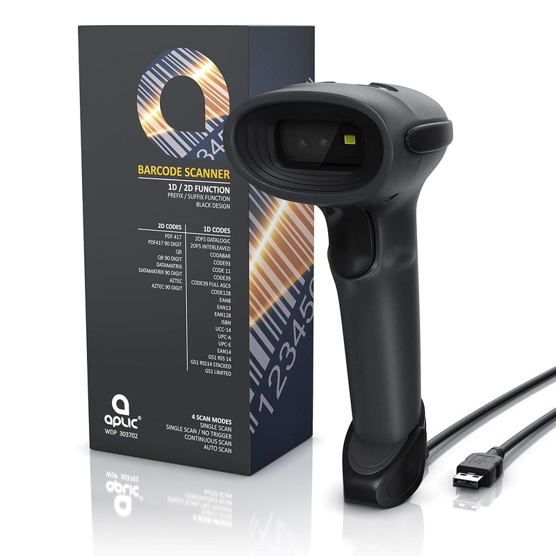 CSL - QR Barcode Scanner - kabelgebunden - automatisches präzises Scannen - 2D Single und Multi Scan