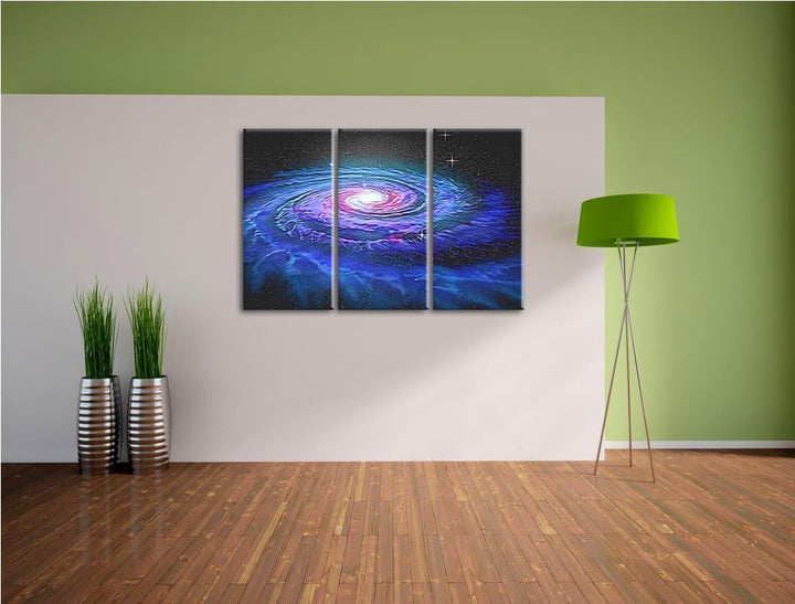 Sternenwirbel Galaxie Spezial 3-Teiler Leinwandbild 120x80 Bild auf Leinwand, XXL riesige Bilder fer