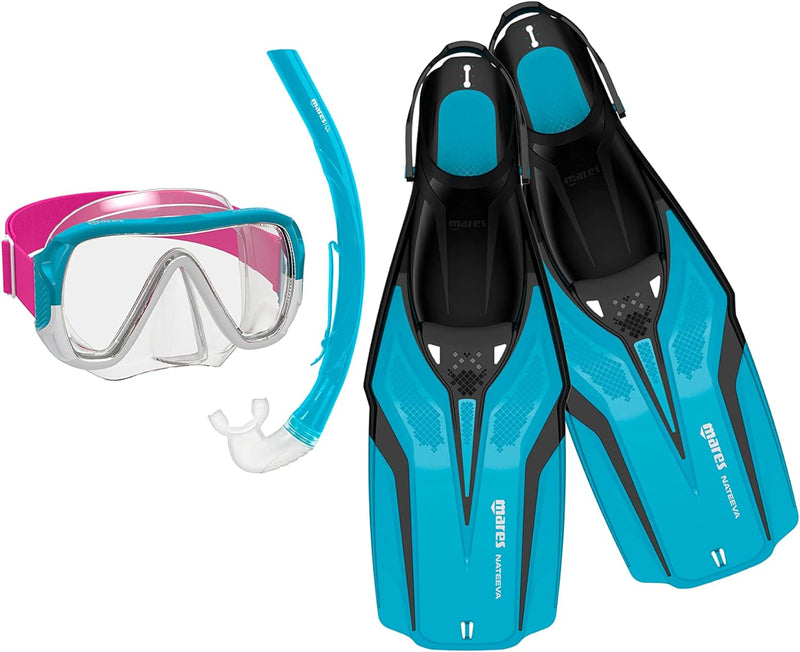 Mares Unisex-Youth Nateeva Keewee Jr Set Schnorchel XS Aqua, XS Aqua