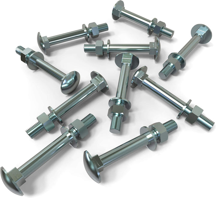 50 Stück Schlossschrauben M10 x 100 Flachrundkopfschrauben + Muttern und U-Scheiben Länge 30-200mm A