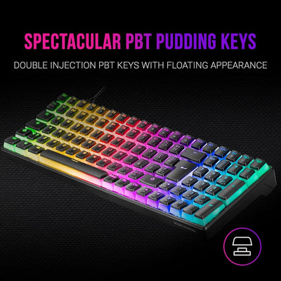 Mars Gaming MKULTRA, Mechanische Tastatur Schwarz RGB, Kompakt 96%, Schalter Outemu SQ Blau, Französ