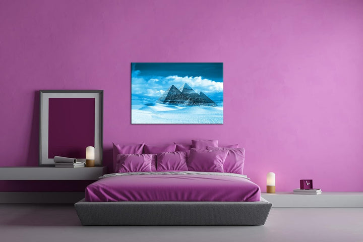 deyoli Die Pyramiden von Gizeh Format: 80x60 Effekt: Monocrome Blau als Leinwand, Motiv fertig gerah