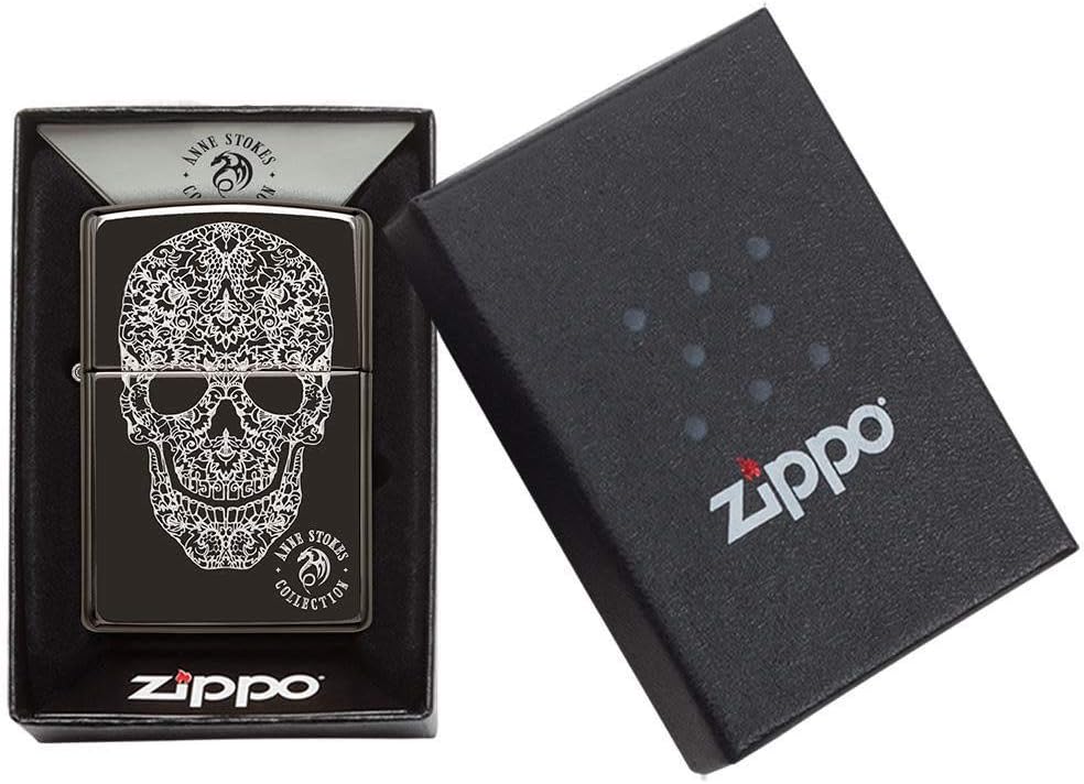 Zippo 49143 24756 Anne Stokes Collection Farbig Anne Stokes High Polish Black Fancy Skull, Farbig An