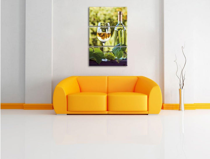 Pixxprint Wein und Weintrauben als Leinwandbild - Grösse: 3-Teilig (120x80cm) - Wandbild - Kunstdruc