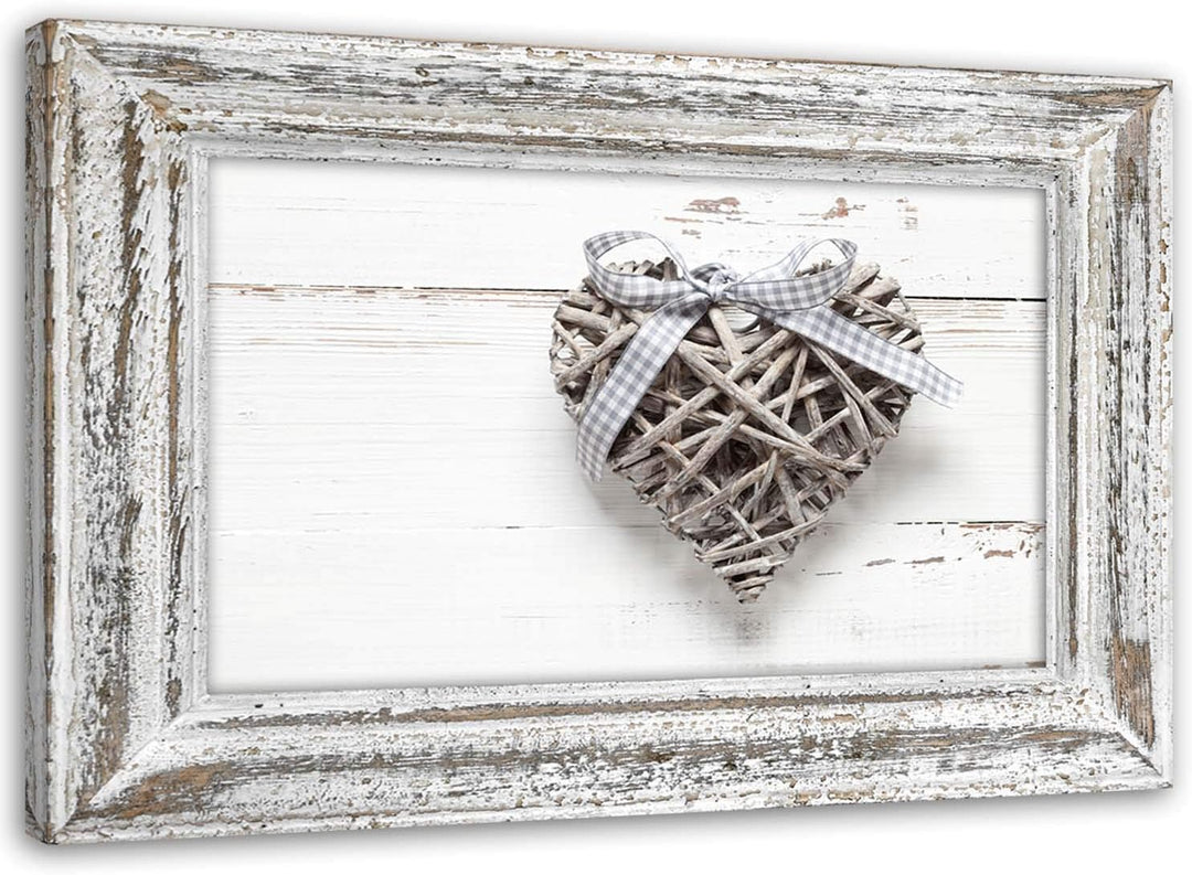 Feeby Vlies Leinwandbild Geflochtenes Herz Mit Schleife 120x80 cm Wanddeko Design Kunstdruck Zimmerd