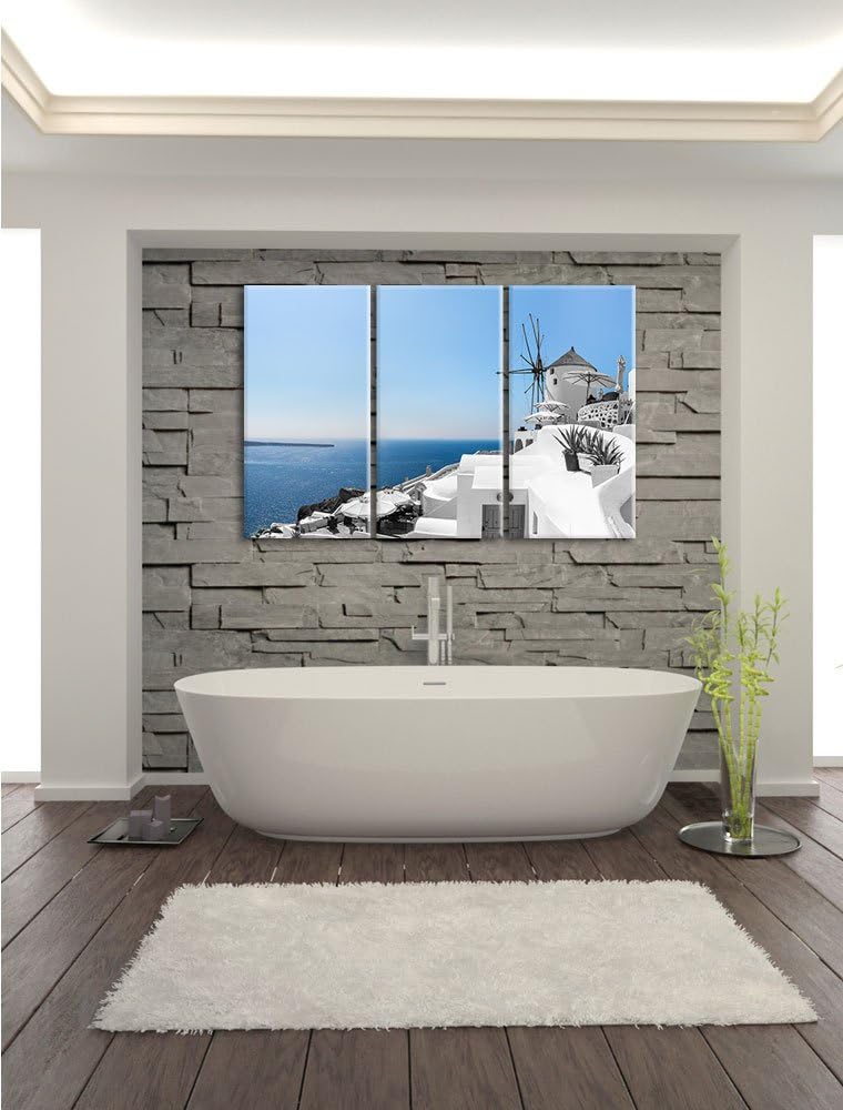 Pixxprint Club Kalimera Kriti in Kreta / 3-Teilig/Gesamtmass 120cm Leinwandbild bespannt auf Holzrah