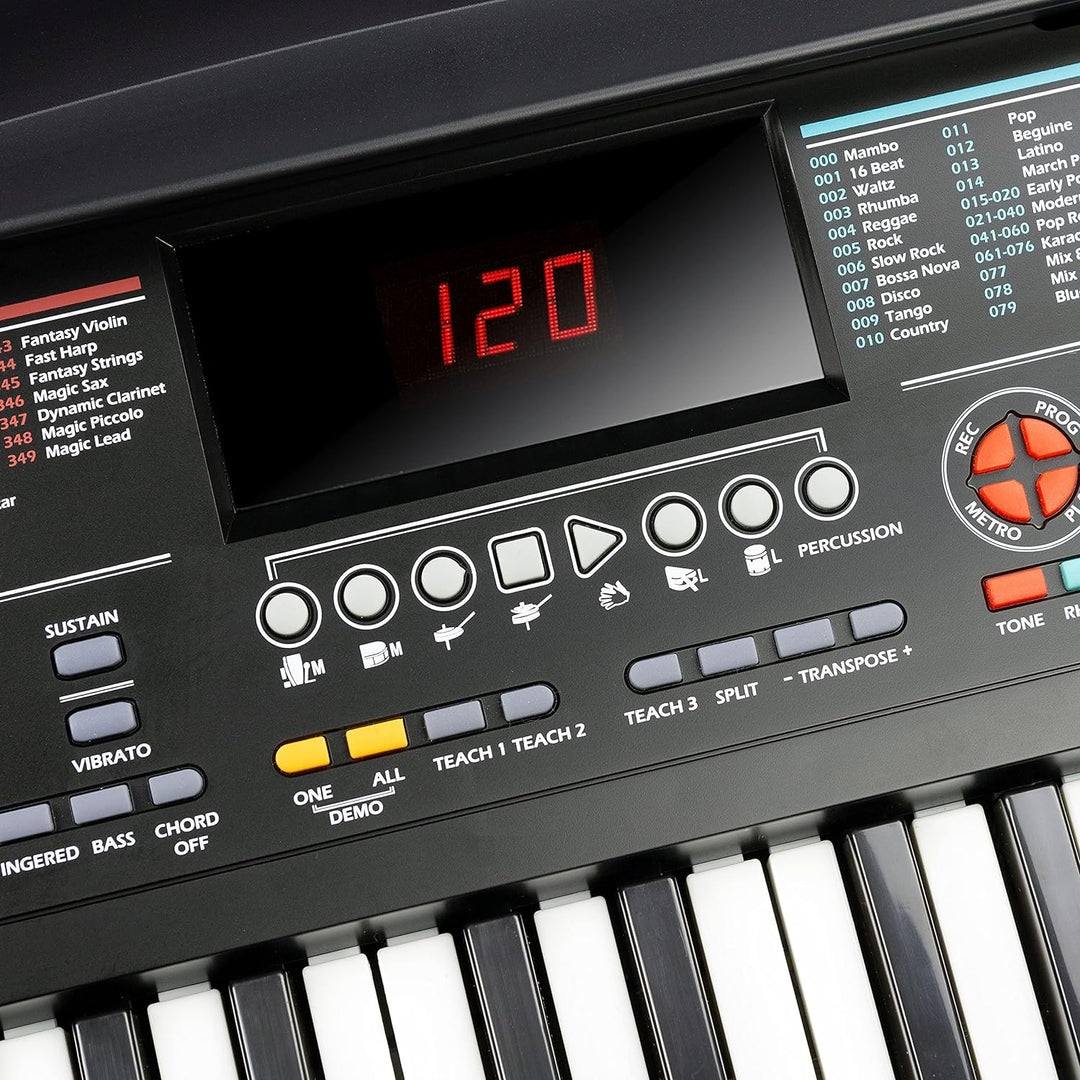 Rockjam RJ640 61 Tastaturklavier mit Notenständer, Klaviernotenaufklebern und einfach Klavierunterri