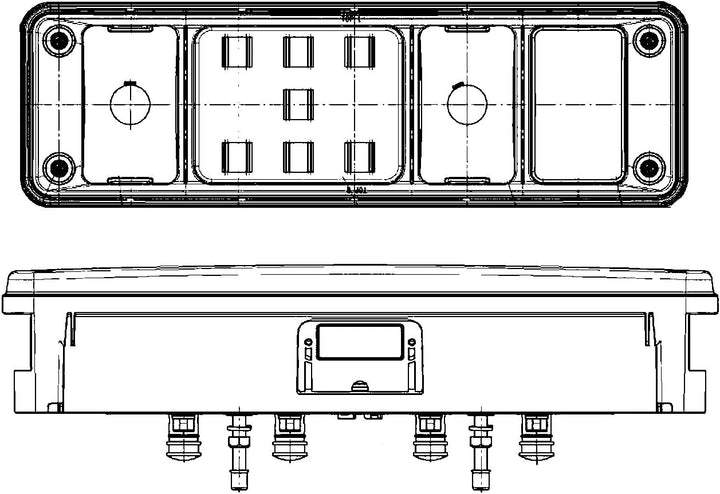 HELLA - Heckleuchte - Hybrid - 24V - Anbau/geschraubt - Lichtscheibenfarbe: glasklar - Stecker: Easy