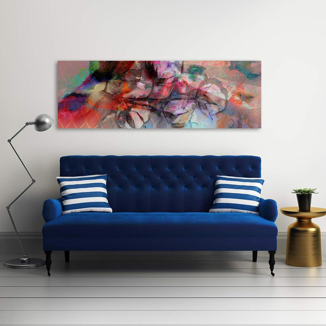 Wanddeko Pflanzenmotiv Kunst modern Bilder Abstraktion mehrfarbig 140x45 cm Deco panel 140x45 cm C,