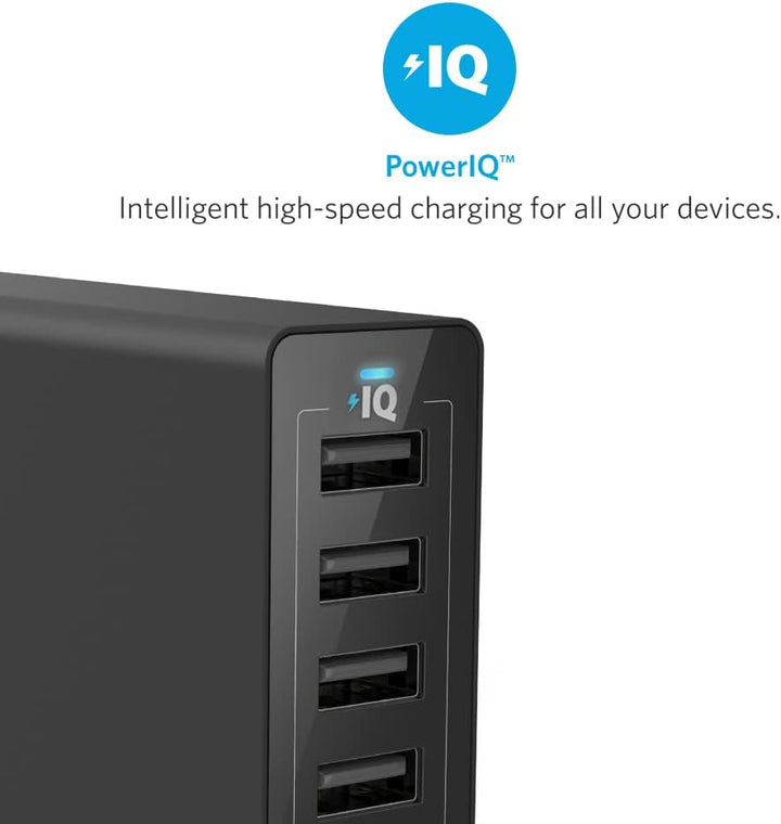 Anker PowerPort 6 (60W 6-Port USB Ladegerät) Family-Sized Desktop Ladeadapter mit PowerIQ Technologi