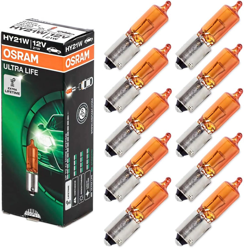 Osram 64137L Original Frontscheinwerfer HY21W, 12V, Faltschachtel, Anzahl 10 10 Lamps HY21W, 10 Lamp