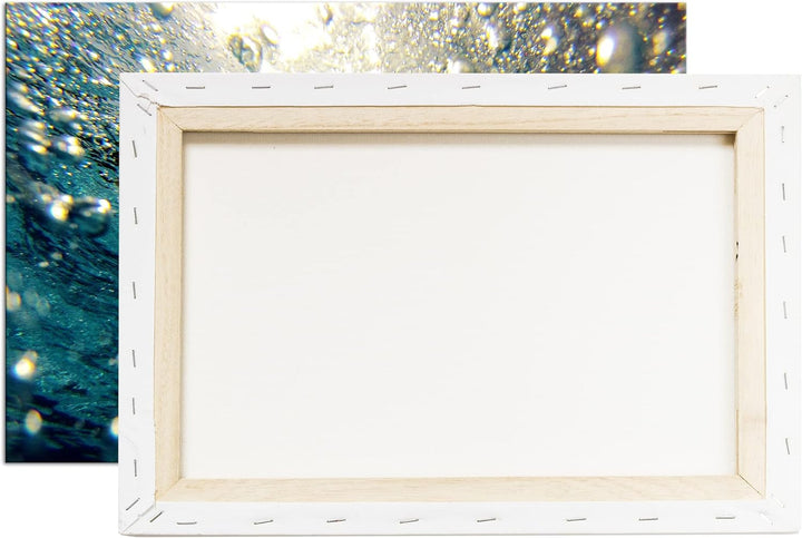 deyoli Luftblasen im blauen Wasser im Format: 100x70 als Leinwandbild, Motiv fertig gerahmt auf Echt