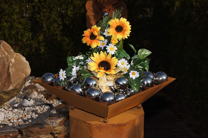 8-Eck Säule Pandora + Schale Classic Edelrost Rost Metall Gartendeko Garten Stele