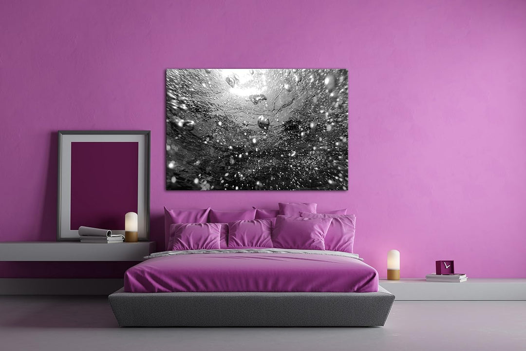 deyoli Luftblasen im blauen Wasser Effekt: Schwarz/Weiss im Format: 80x60 als Leinwandbild, Motiv fe