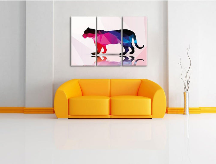 Pixxprint eleganter Vector Puma als Leinwandbild/Grösse: 3 Teilig (120x80 cm) cm/Wandbild/Kunstdruck