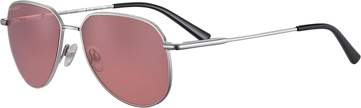 Serengeti Unisex Buche Sonnenbrille, Klein, glänzend, Silber, S